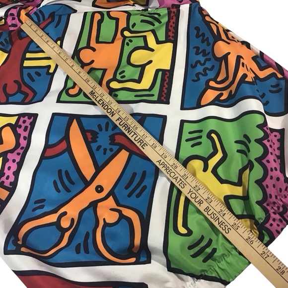 Members Only Keith Haring Jacket Pop Art Graffiti All Over Graphic People Pink - Picture 5 of 13